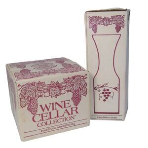 NEW 5-Pc Set Susqeuhanna Glass Company Wine Cellar GLASSES & CARAFE Grapes Etch